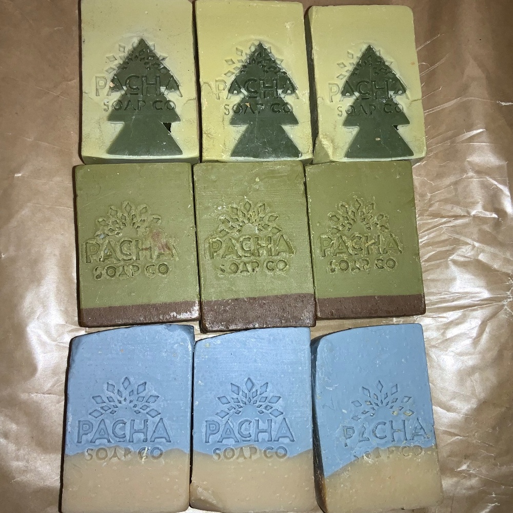 9 bars soap Pacha Soap Co. hand crafted scented assorted made in US New